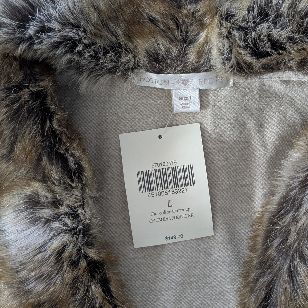 NWT Boston Proper fur collar peplum jacket - Picture 5 of 7
